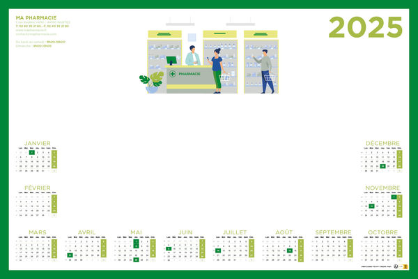 calendrier Sous-mains | Pharmacie