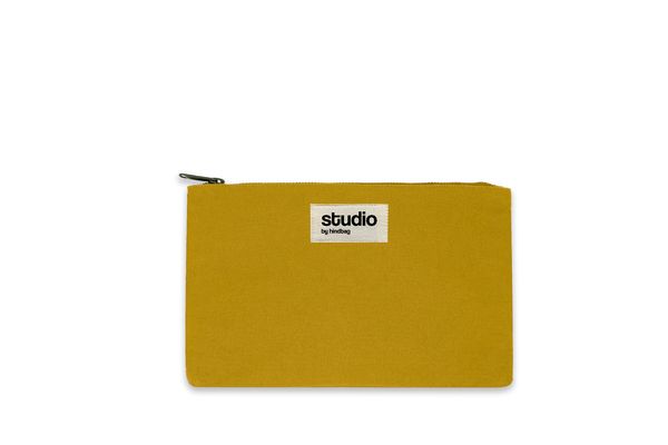 Pochette zippee publicitaire Studio by Hindbag Ocre