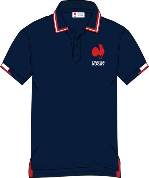 Polo rugby col rayé drapeau français publicitaire