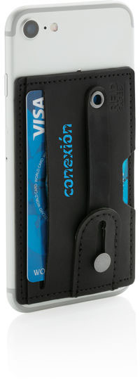 Porte-cartes téléphone 3-en-1 publicitaire Noir