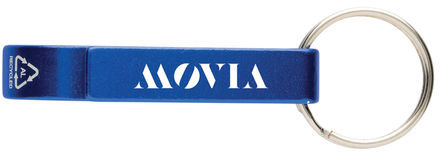Porte-clés décapsuleur aluminium recyclé RCS personnalisable Bleu
