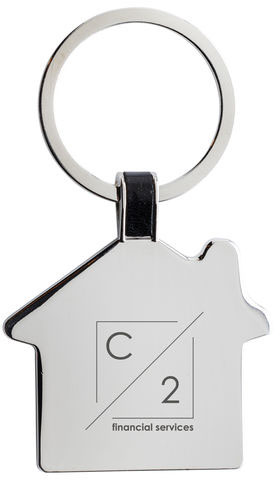 Porte-clés maison alliage zinc recyclé RCS publicitaire Argent