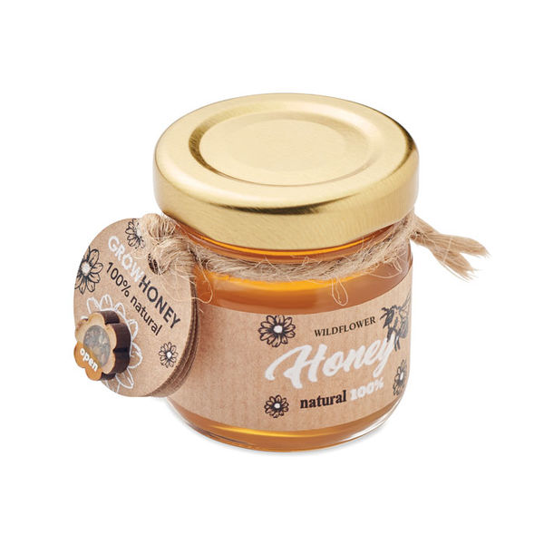 Pot de miel publicitaire de fleurs sauvages |BUMLE Wood