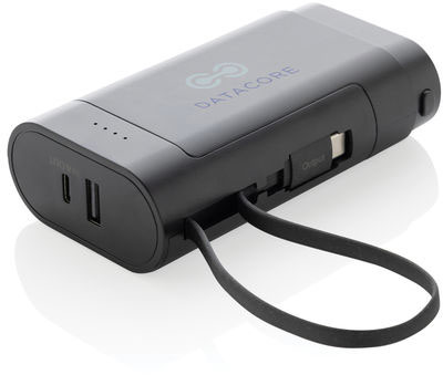 Powerbank 10 000 mAh batterie amovible Cyclecell publicitaire Noir