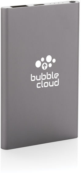 Powerbank 4000 mAh plastique recyclé/alu RCS publicitaire Anthracite