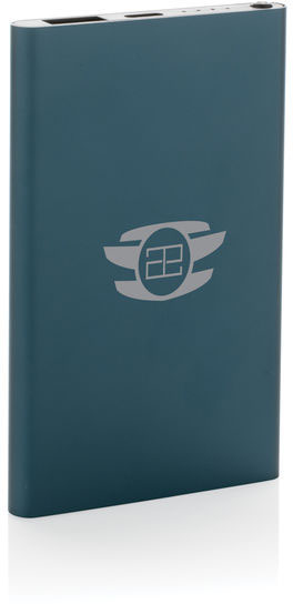 Powerbank 4000 mAh plastique recyclé/alu RCS publicitaire Bleu