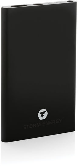Powerbank 4000 mAh plastique recyclé/alu RCS publicitaire Noir