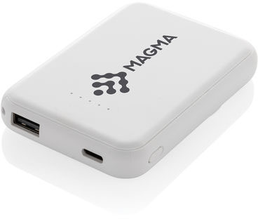 Powerbank 5000 mAh 5W plastique recyclé RCS Stellar personnalisable Blanc