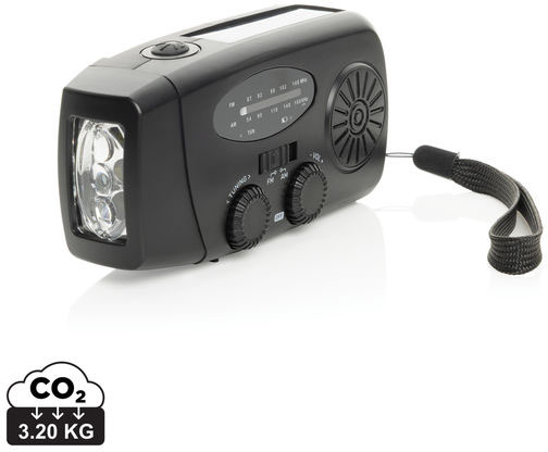 Radio d’urgence plastique recyclé RCS RescueWave personnalisée Noir