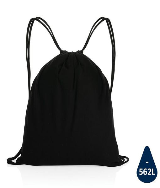 Sac à dos cordelettes personnalisable en coton recyclé 145 gr Impact AWARE™ Black