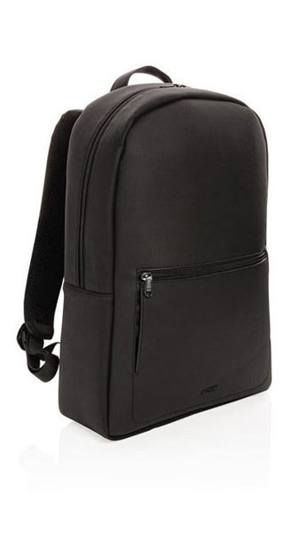 Sac à dos publicitaire pour ordinateur portable en cuir végétalien Swiss Black