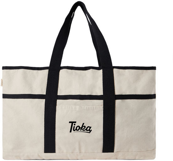 Sac de plage toile recyclée AWARE™ Volonne publicitaire Blanc cassé