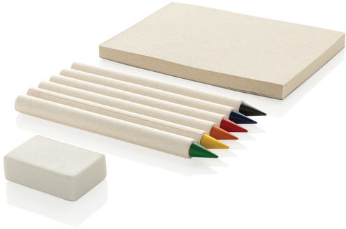 Set 6 crayons + carnet GRS Infinity Micki personnalisable Blanc