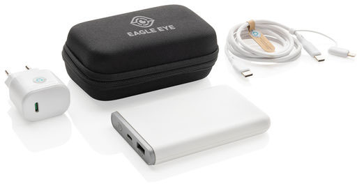 Set batterie+câble+chargeur 20W PET recyclé RCS Surge personnalisable Noir