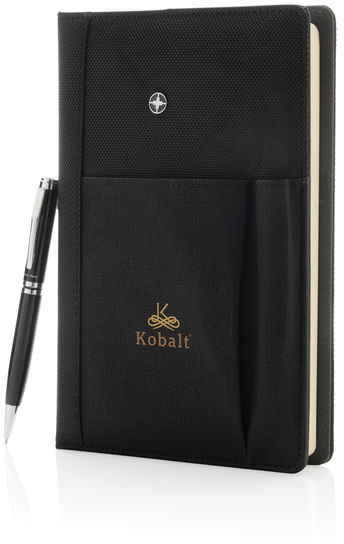Set carnet A5 + stylo publicitaire Noir