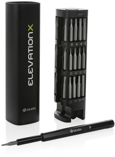 Set tournevis 46 pcs alu recyclé RCS Gear X publicitaire Noir