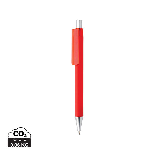 Stylo finition gomme publicitaire | X8 Rouge