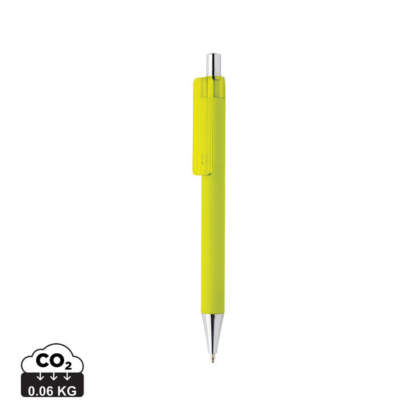 Stylo finition gomme publicitaire | X8 Vert citron