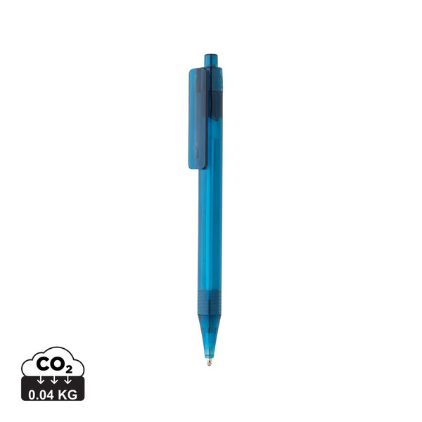 Stylo transparent rPET publicitaire | X8 Bleu