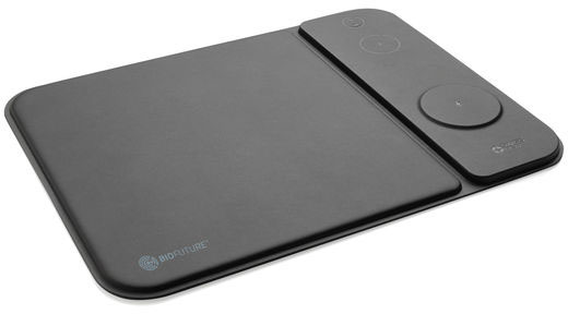 Tapis de souris chargeur 15W 3-en-1 PU Swiss Peak personnalisé Noir