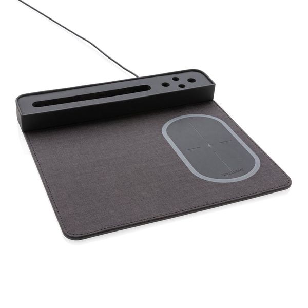 Tapis de souris en cuir végétal avec chargeur à induction