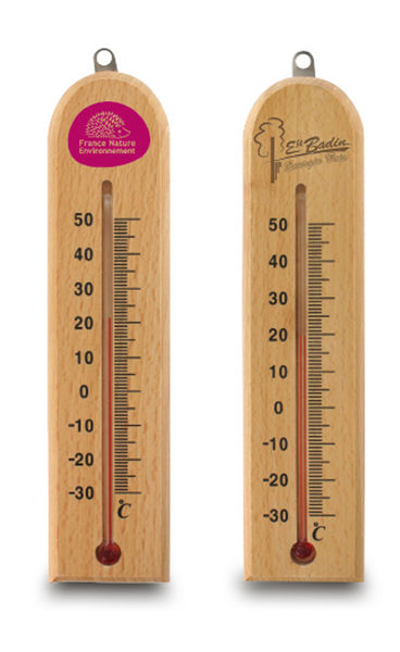Thermomètre émaillé, thermomètre émail & bois ou bois décoré