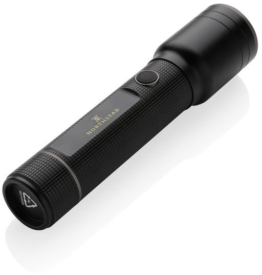 Torche robuste USB alu recyclé RCS personnalisable Noir