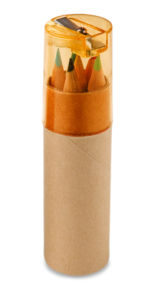 Boîte avec 6 crayons de couleur promotionnelle Orange