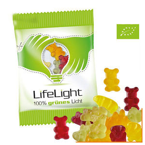 Bonbons oursons bio & vegan personnalisé en sachet transparent de 10g