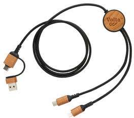 Câble 120 cm 6-en-1 plastique recyclé RCS Ohio publicitaire Noir