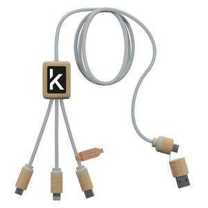 Câble personnalisable 100cm double logo lumineux 12W C49 Blanc