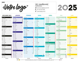 Calendrier publicitaire 2024 - A personnaliser avec logos et textes 