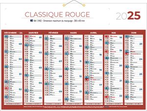 Calendrier bancaire publicitaire | Classique Couleurs 2