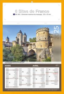 Calendrier bloc publicitaire | Sites de France