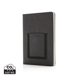 Carnet A5 avec pochette téléphone publicitaire Noir