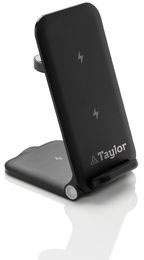 Chargeur 15W 3-en-1 plastique recyclé RCS Powerpal personnalisé Noir