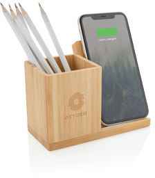 Chargeur sans fil 10W bambou Calgary personnalisable Marron