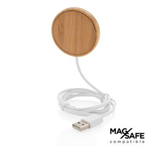 Chargeur magnétique publicitaire sans fil en bambou 10W Brown