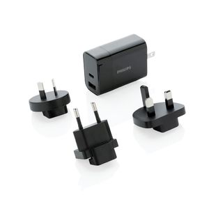 Chargeur USB publicitaire de Voyage Philips, USB 30W Ultra Rapide Black