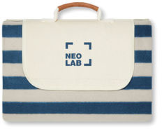 Couverture pique-nique grande rPET GRS Alba personnalisable Bleu marine