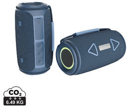 Enceinte 16W IPX4 plastique recyclé RCS Prisma publicitaire Bleu
