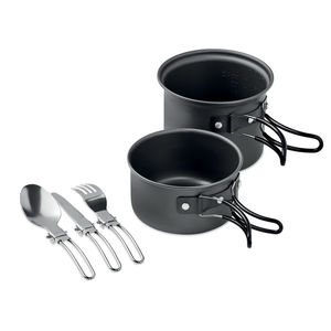 Ensemble publicitaire de 2 casseroles de camping en aluminium|POTTY SET Black