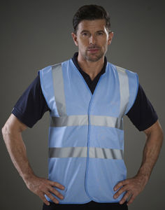 Gilet de sécurité personnalisable | Fluo 2 Color Sky Blue