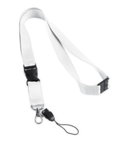 Lanyard. Polyester. Fermeture de sécurité Blanc