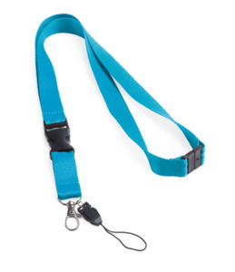 Lanyard. Polyester. Fermeture de sécurité Bleu clair