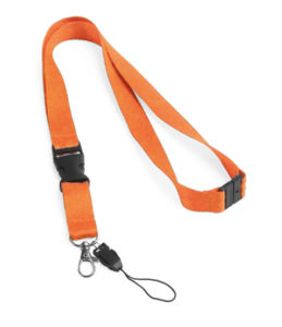 Lanyard. Polyester. Fermeture de sécurité Orange