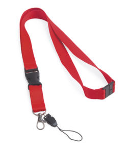 Lanyard. Polyester. Fermeture de sécurité Rouge