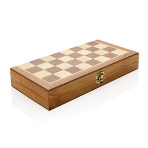 Jeu d'échecs publicitaire pliable en bois Brown