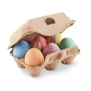 Lot de 6 craies personnalisées en forme d'œuf dans une boîte à œufs|TAMAGO Beige
