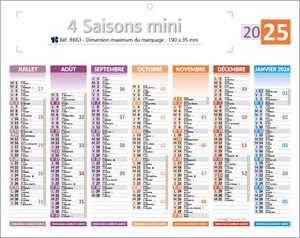 Mini calendrier bancaire publicitaire | Mini Les 4 Saisons 1